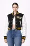 VCU Black Wool & White Leather Crop Top Jacket